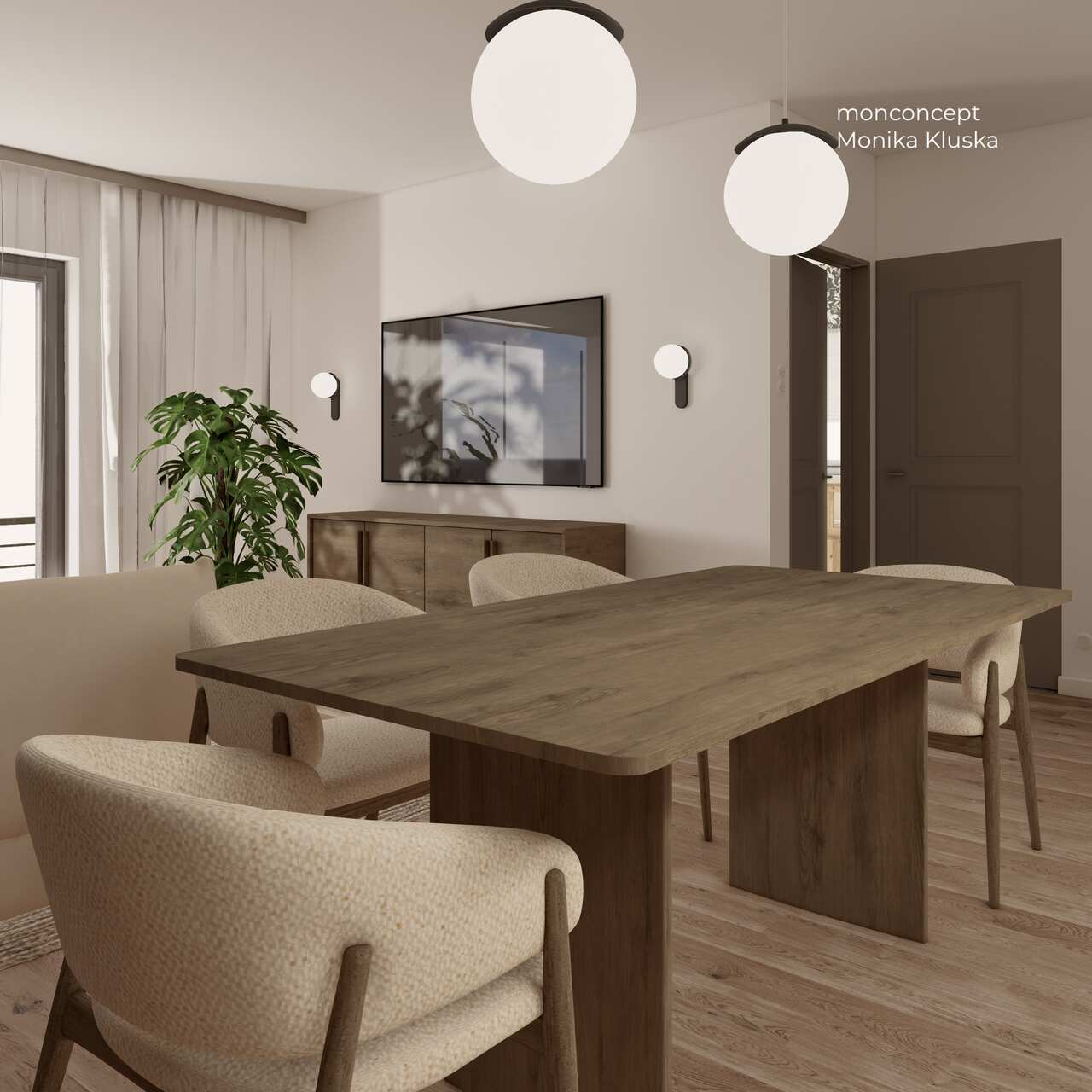 MIESZKANIE 79 m2 wizualizacja_jadalnia_salon