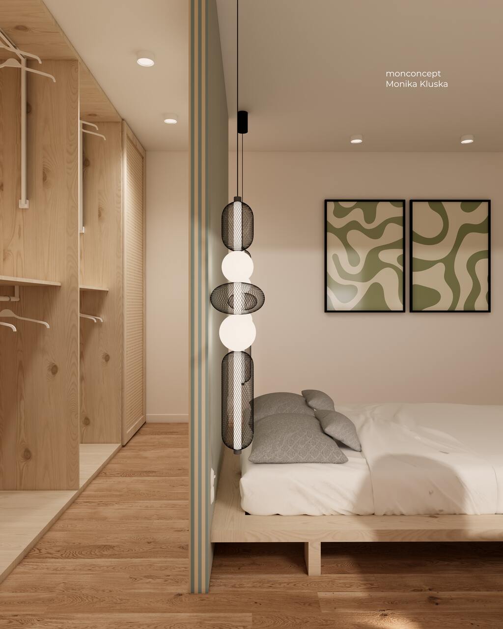 MIESZKANIE 79 m2 mieszkanie sypialnia_garderoba_monconcept