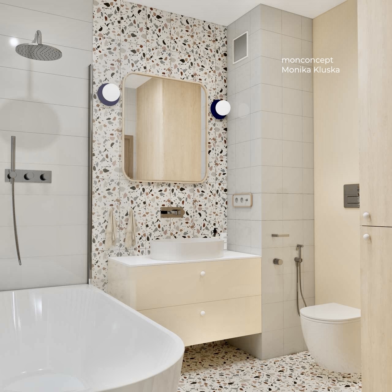 MIESZKANIE 55 m2 monconcept_projekt wnętrza_wizualizacja łazienki