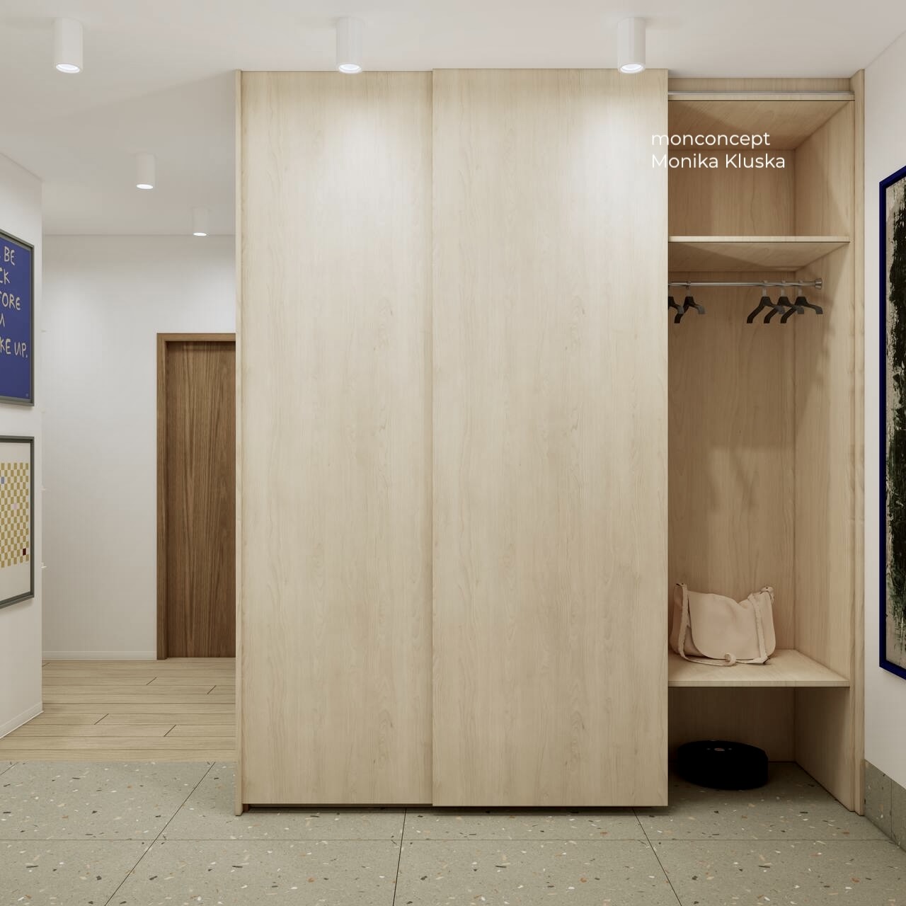 MIESZKANIE 55 m2 wizualizacja przedpokoju_zabudowa_monconcept