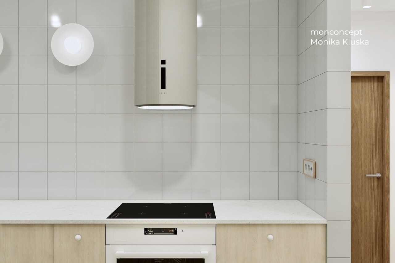 MIESZKANIE 55 m2 wizualizacja kuchni_aneks kuchenny_monconcept